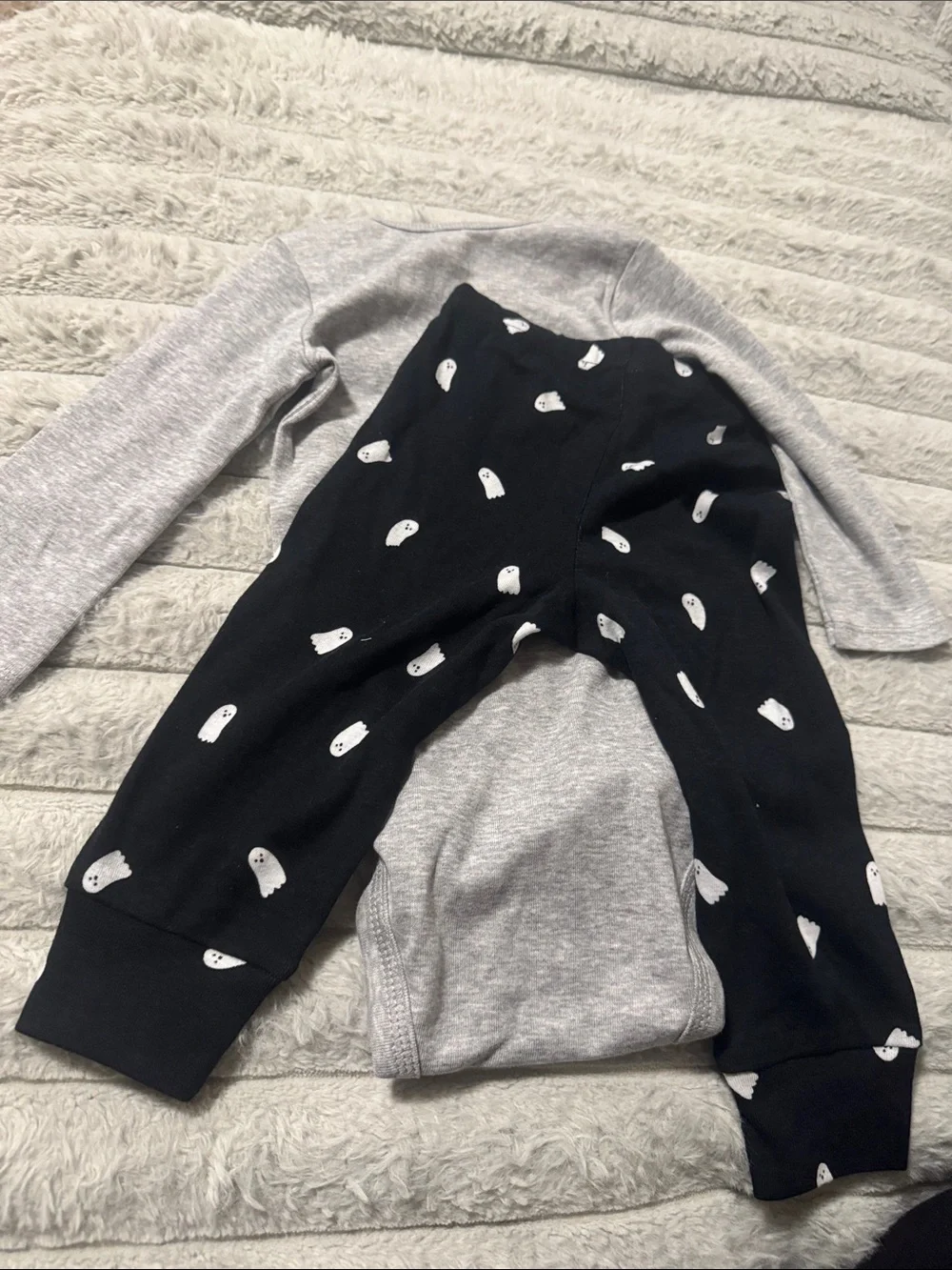 Carter's Gray Bodysuit with Black Ghost-Print Pants